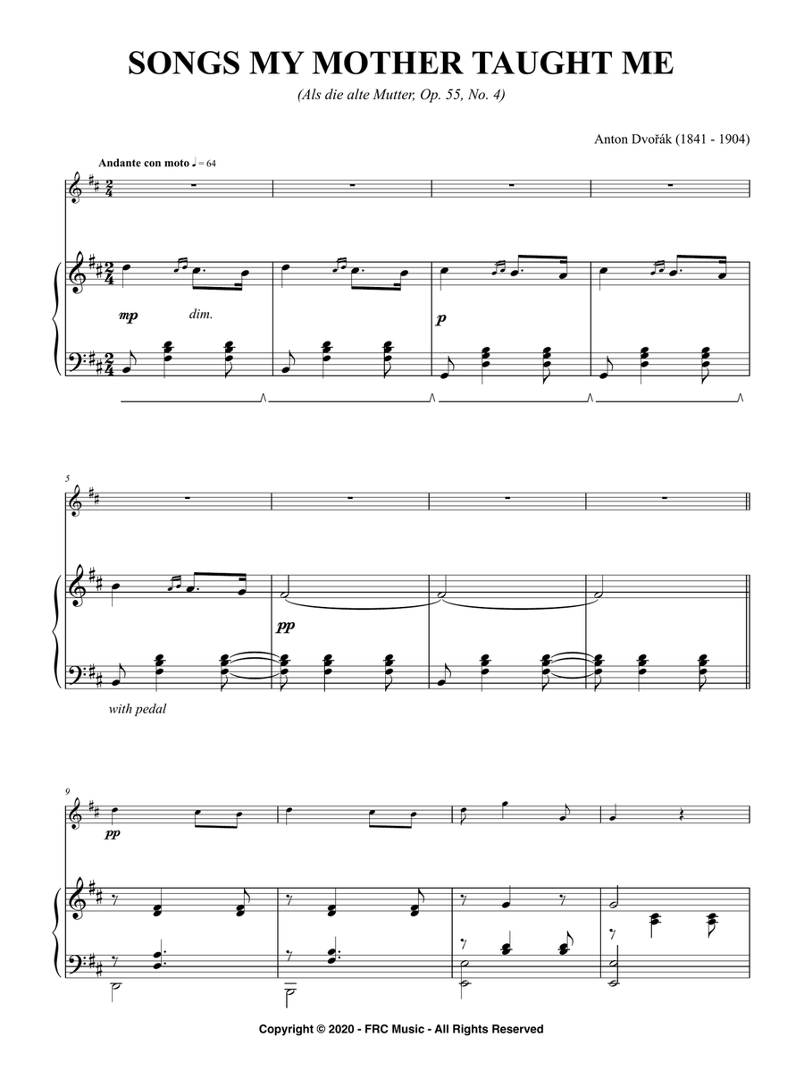 Dvořák: Songs my Mother taught me (for Violin Solo and Piano) String Duet scores gallery preview page 3