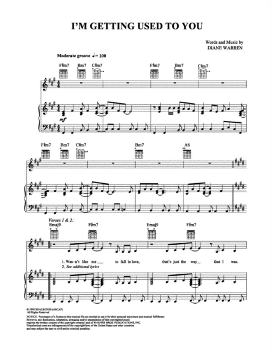 I'm Getting Used to You Piano, Vocal, Guitar scores gallery preview page 1