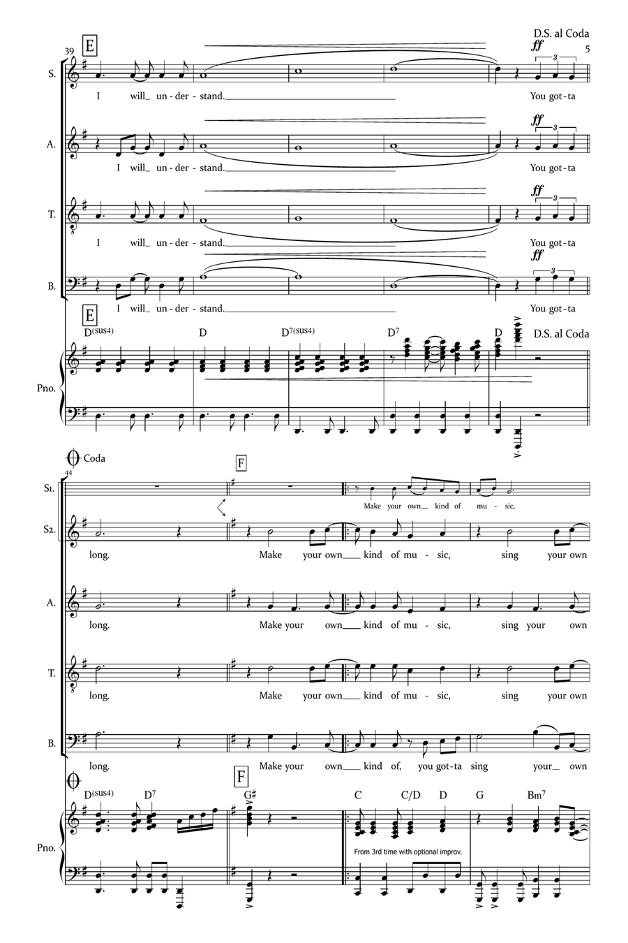 Make Your Own Kind Of Music 4-Part scores gallery preview page 5