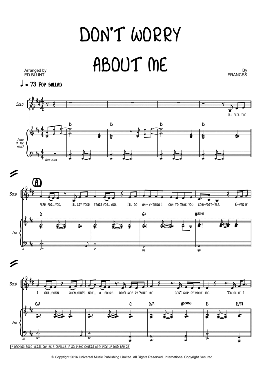 Don't Worry About Me Don't Worry About Me 4-Part scores gallery preview page 1
