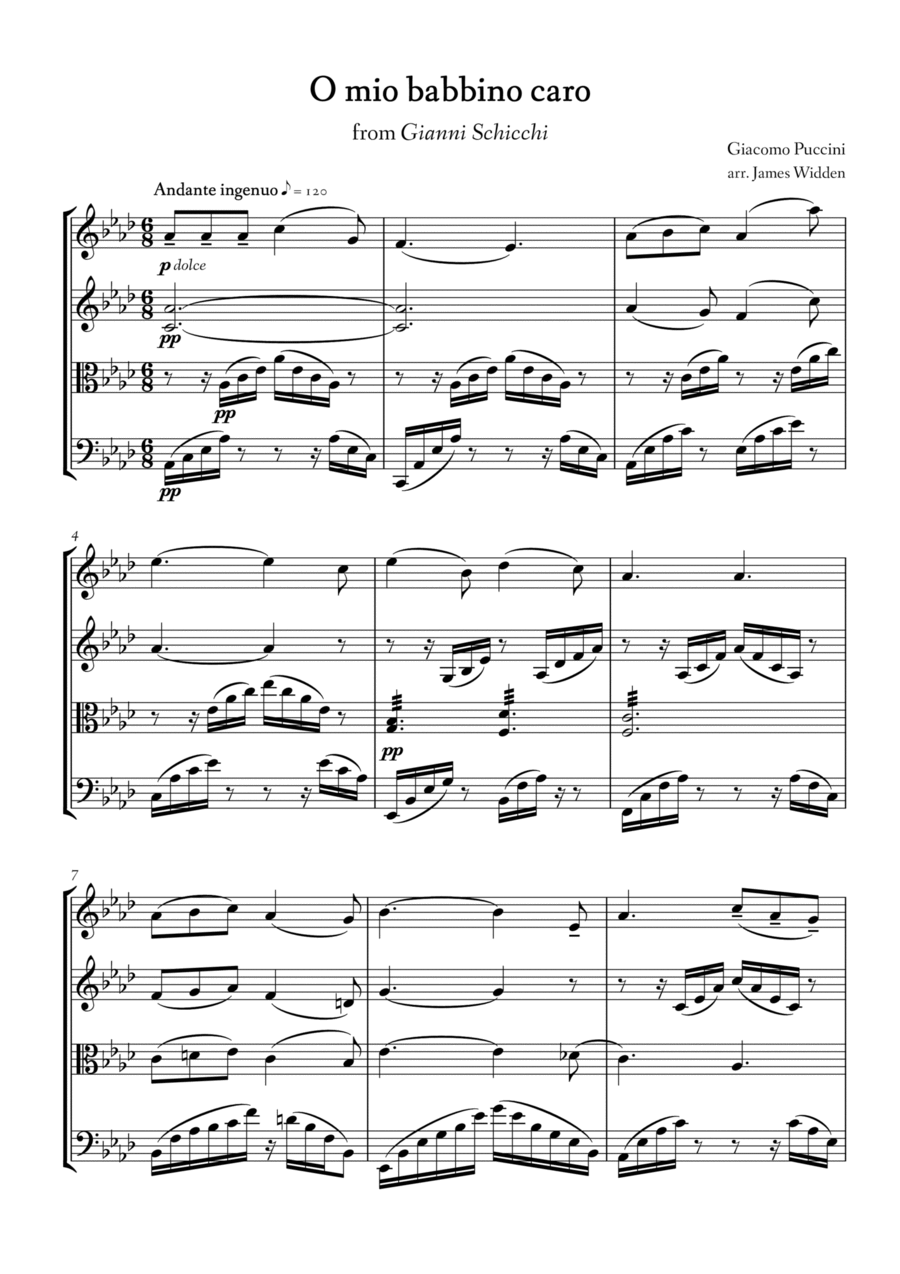 O mio babbino caro String Quartet scores gallery preview page 1