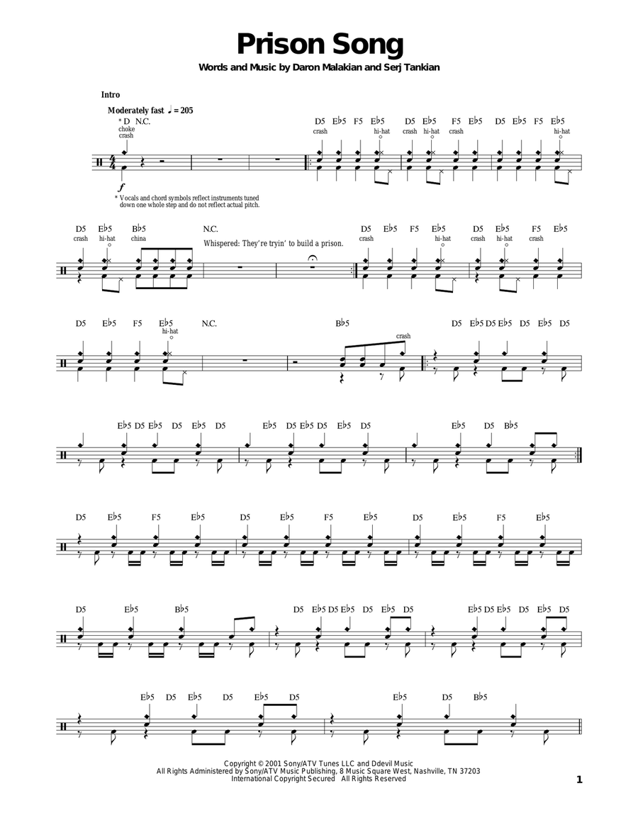Prison song system of a down tab store