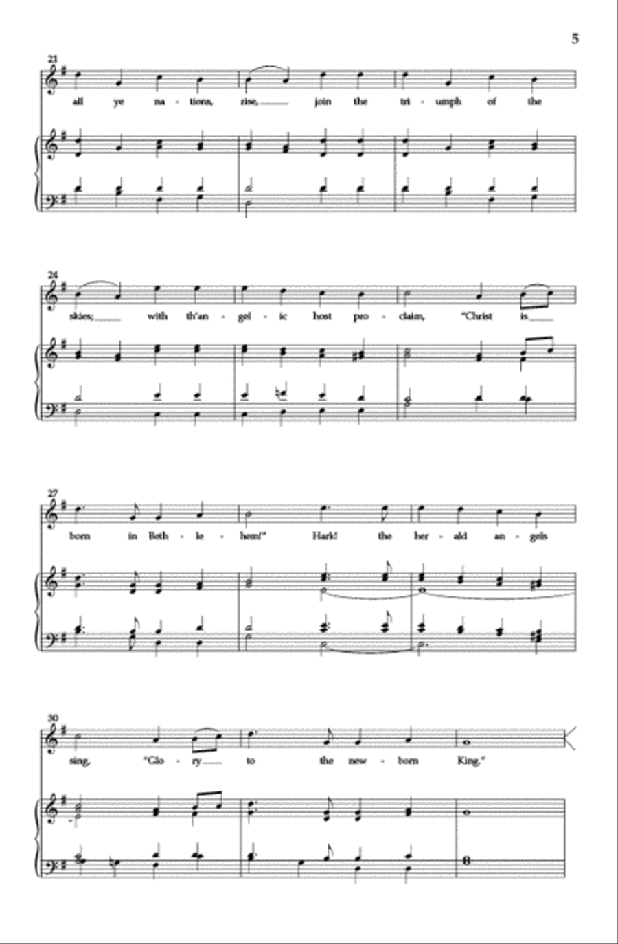 Hark! The Herald Angels Sing (Vocal Score) 4-Part scores gallery preview page 4