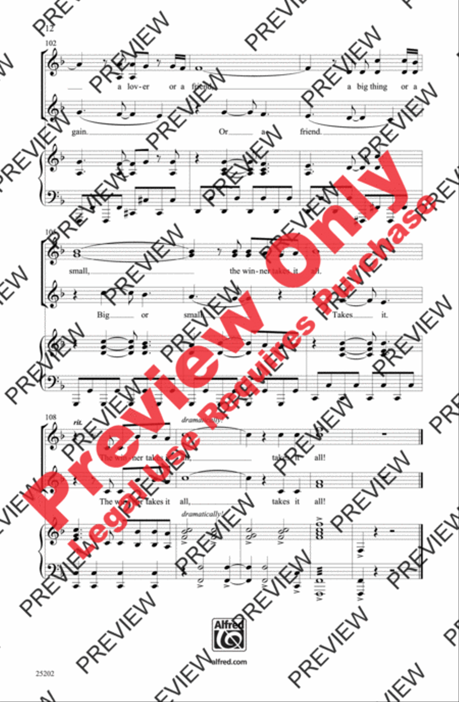 The Winner Takes It All (from Mamma Mia!) SSA scores gallery preview page 12