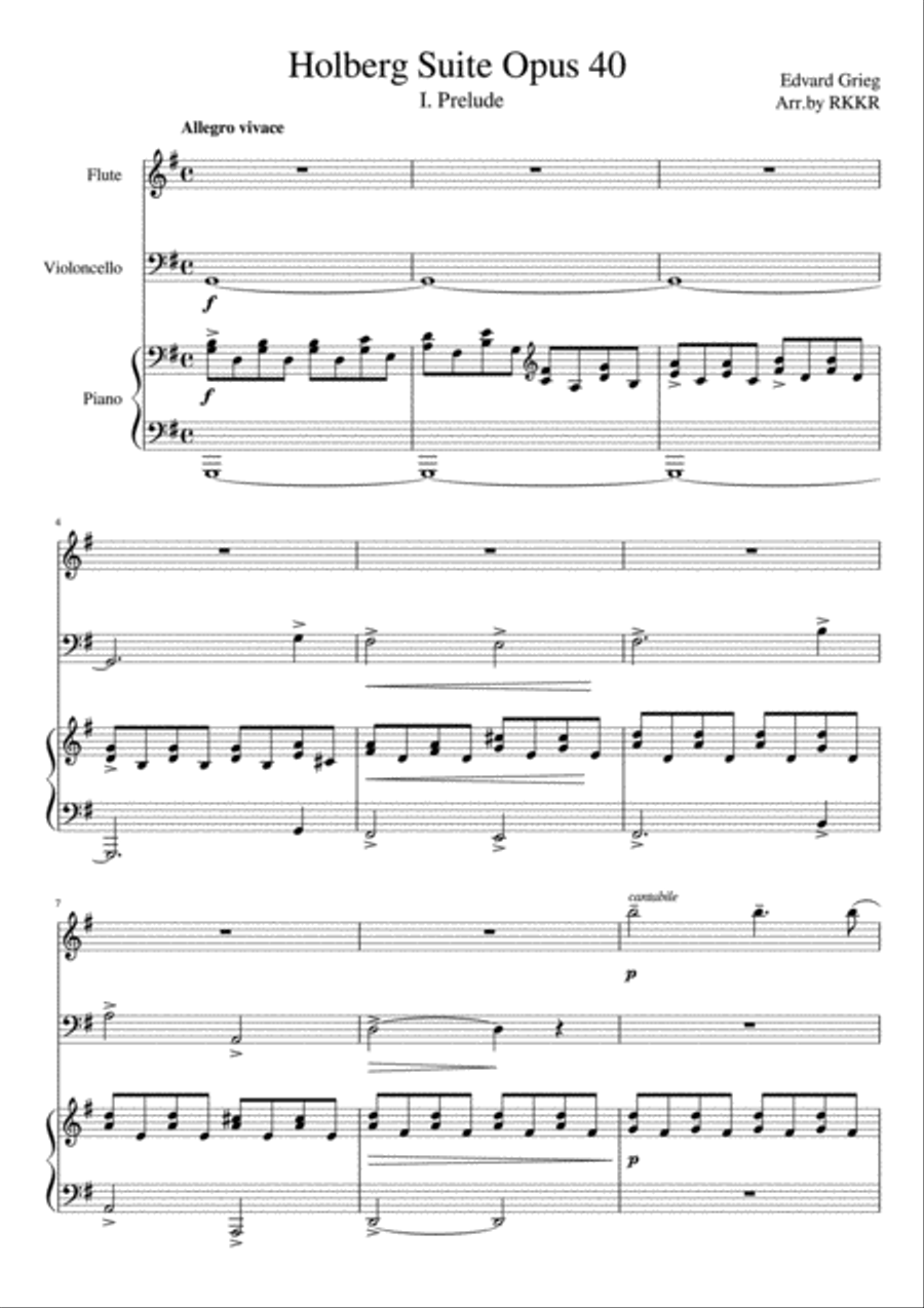 Holberg Suite opus 40 I.Prelude Flute scores gallery preview page 1