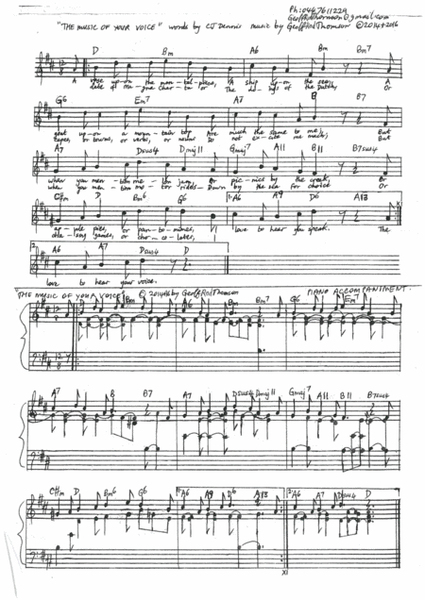 THE MUSIC OF YOUR VOICE. lead sheet&words( #CJDennis ) AND piano