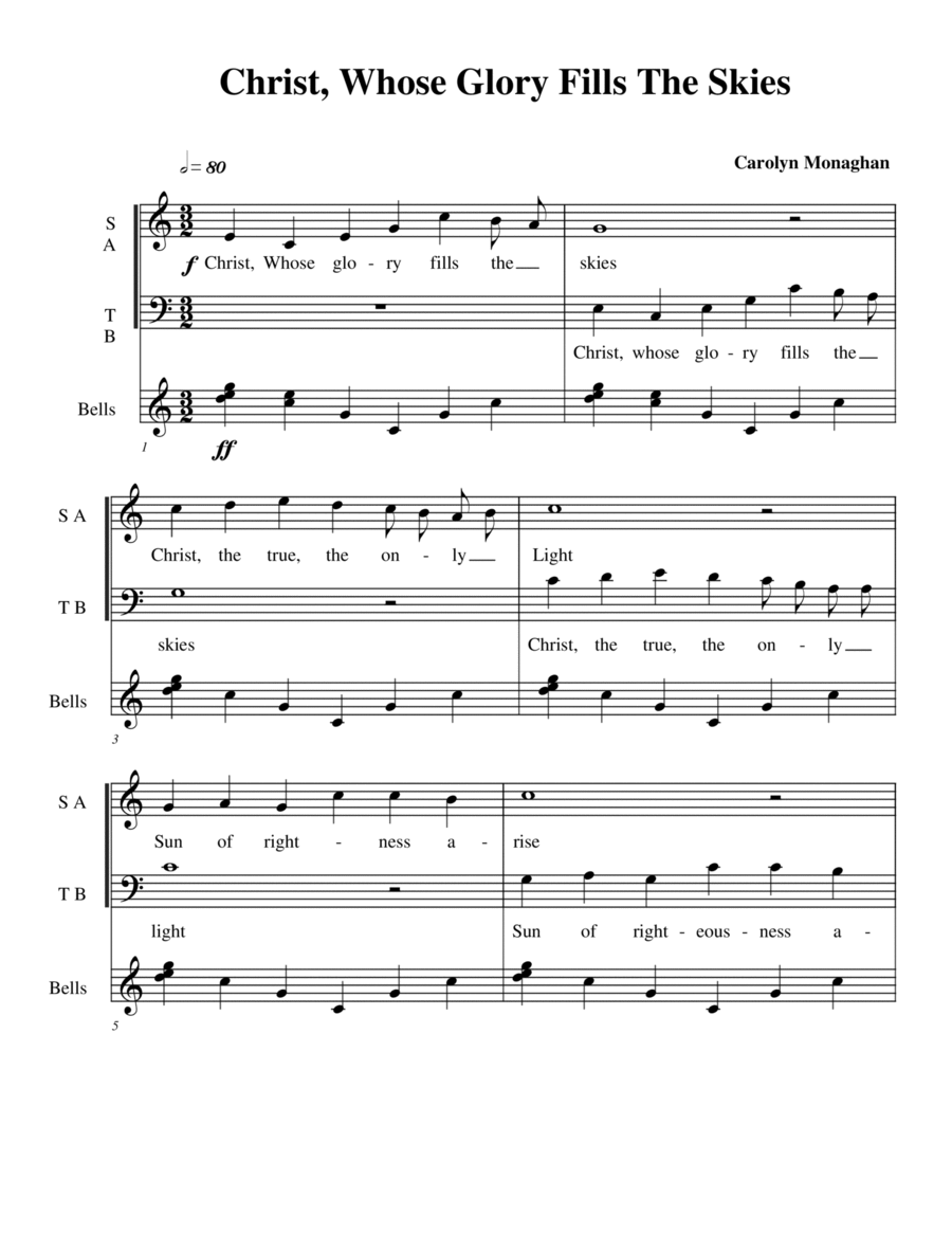 Christ, Whose glory fills the skies 4-Part scores gallery preview page 1