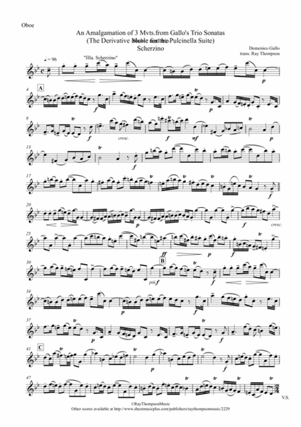 Gallo: 3 Mvts. - Trio Sonatas "Pulcinella Suite" III. Scherzino - double reed trio (Ob.,C.A.,Bsn.) image number null