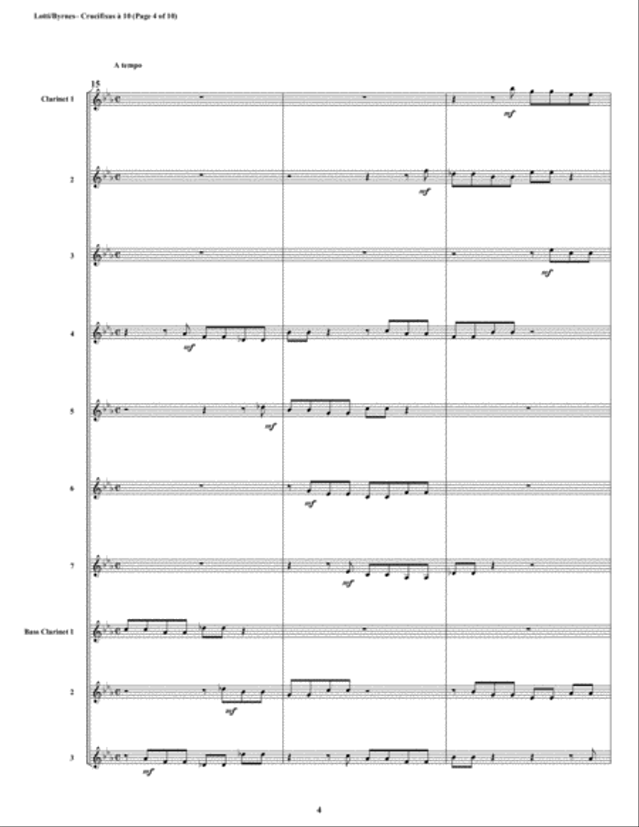 Crucifixus a 10 by Antonio Lotti (Clarinet Choir) Clarinet Choir scores gallery preview page 4