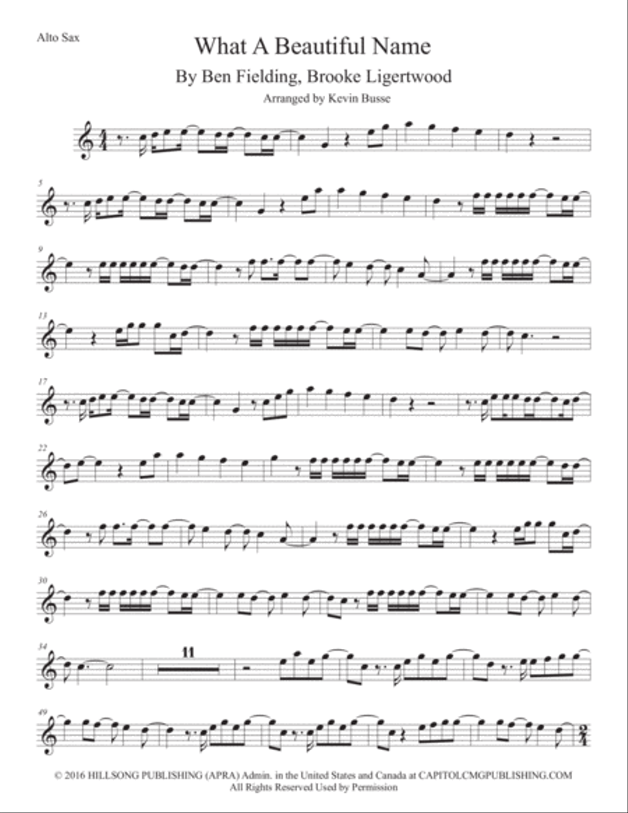 What A Beautiful Name Alto Saxophone scores gallery preview page 1