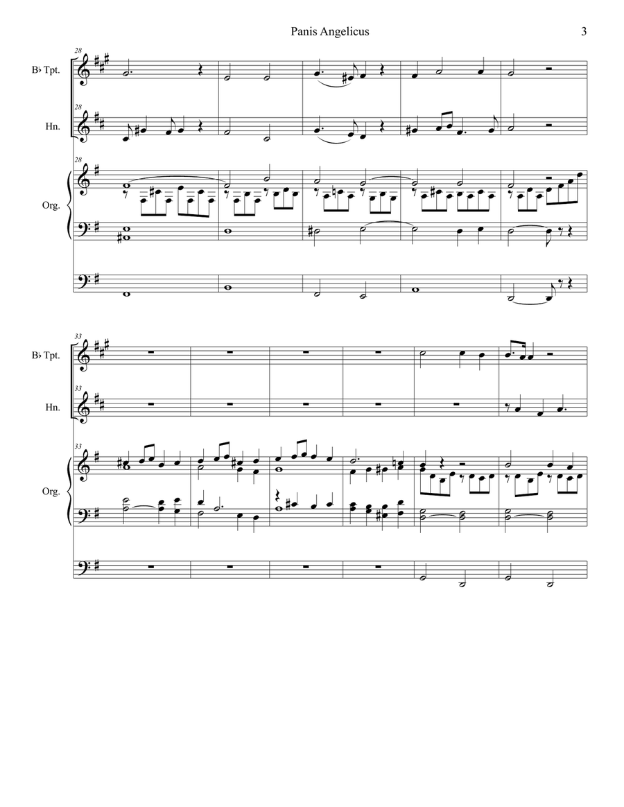 Panis Angelicus (Duet for Bb-Trumpet and French Horn - Organ Accompaniment) Panis Angelicus (Duet for Bb-Trumpet and French Horn - Organ Accompaniment) Brass Duet scores gallery preview page 4