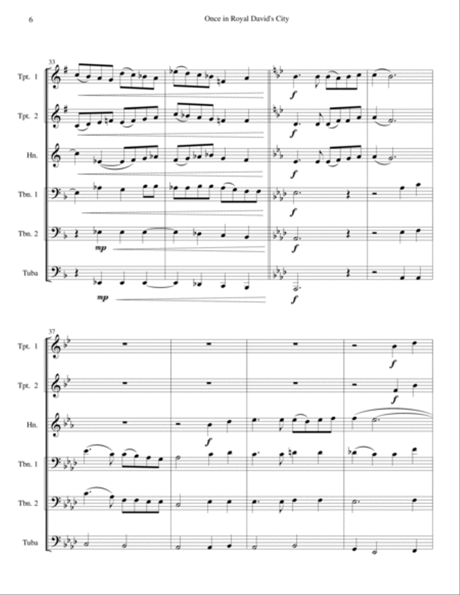 Once in Royal David's City - Brass Sextet Brass Ensemble scores gallery preview page 6