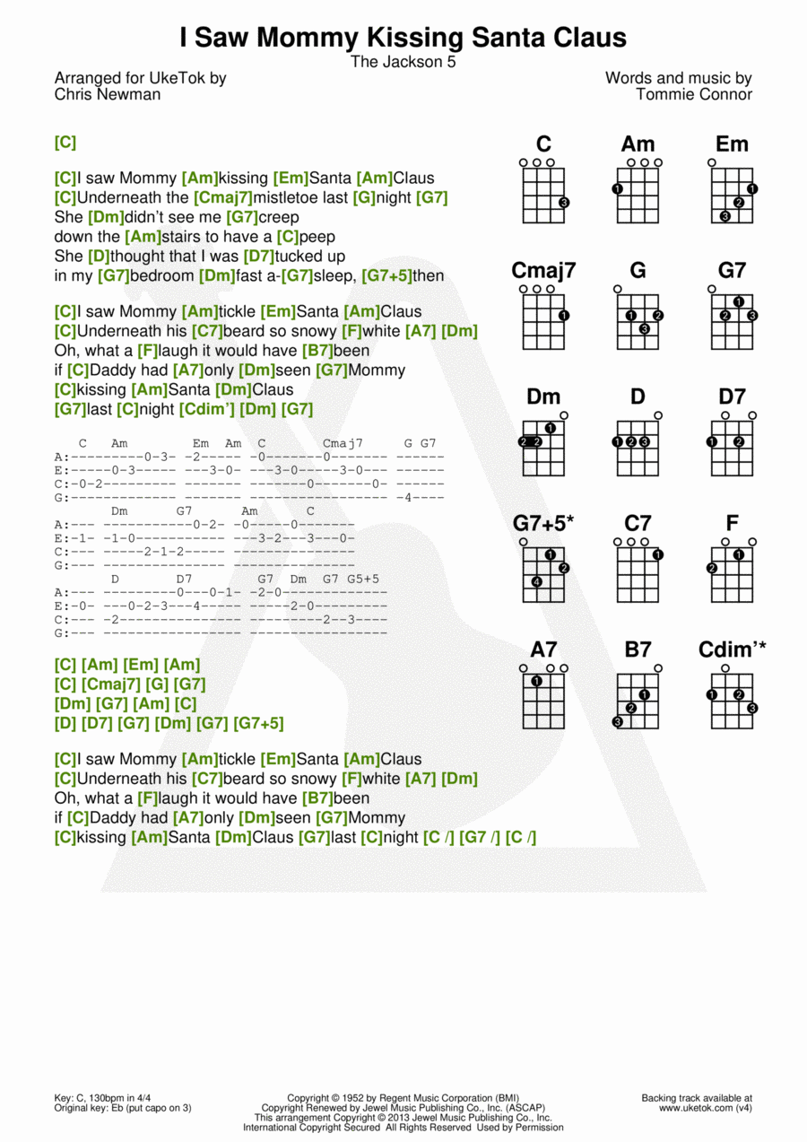 I Saw Mommy Kissing Santa Claus Ukulele scores gallery preview page 1
