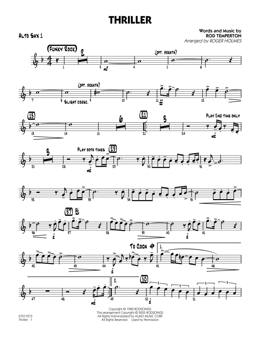 Thriller - Alto Sax 1 Alto Saxophone scores gallery preview page 1