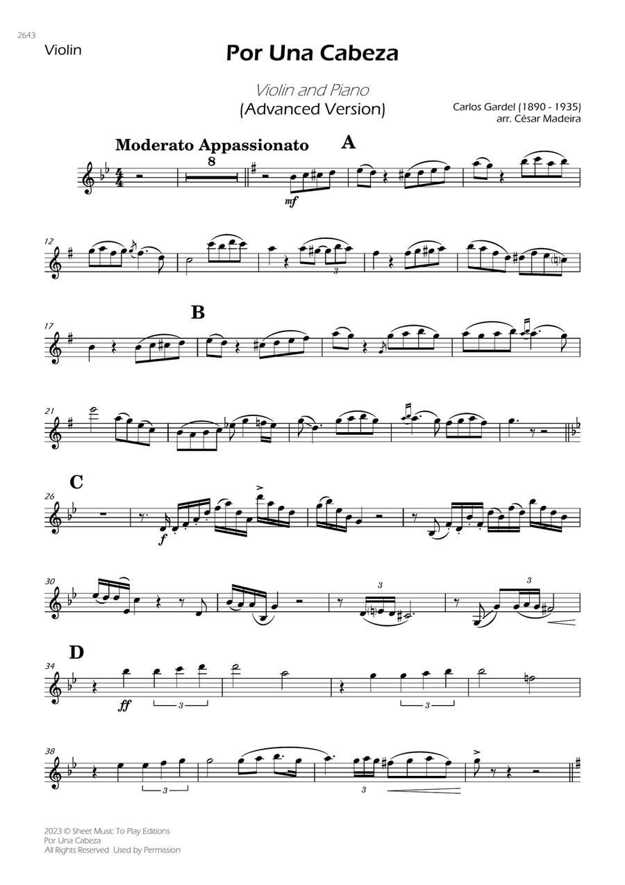 Por una cabeza accordion sheet music 2025