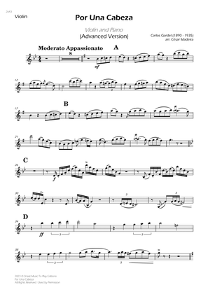 Por Una Cabeza - Violin and Piano - Advanced (Individual Parts)