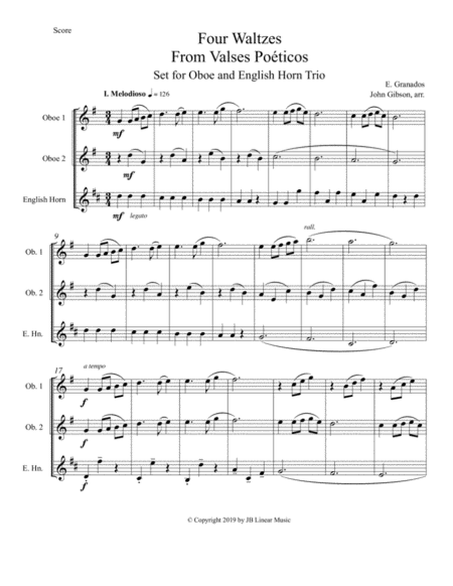 Granados - 4 Waltzes set for Oboe Trio image number null