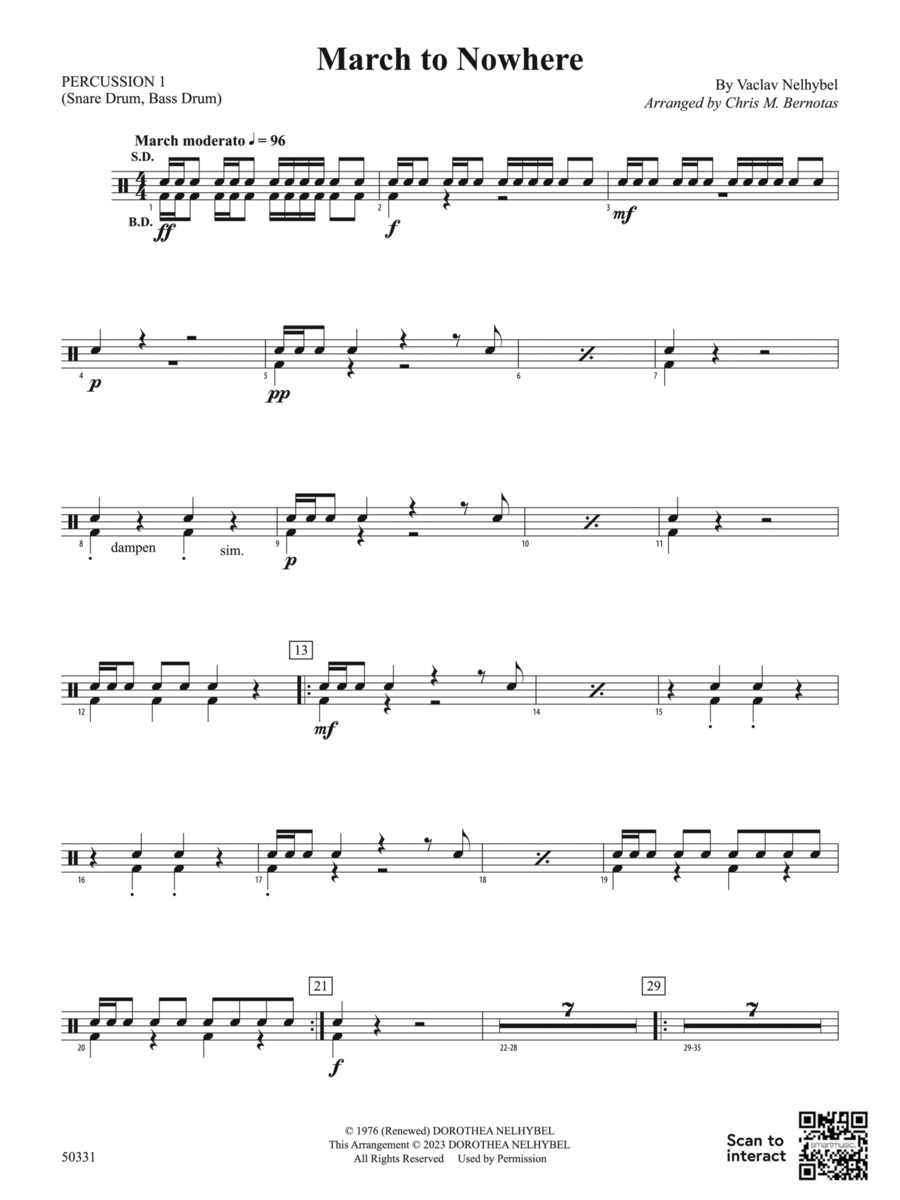 March to Nowhere: 1st Percussion Concert Band scores gallery preview page 1