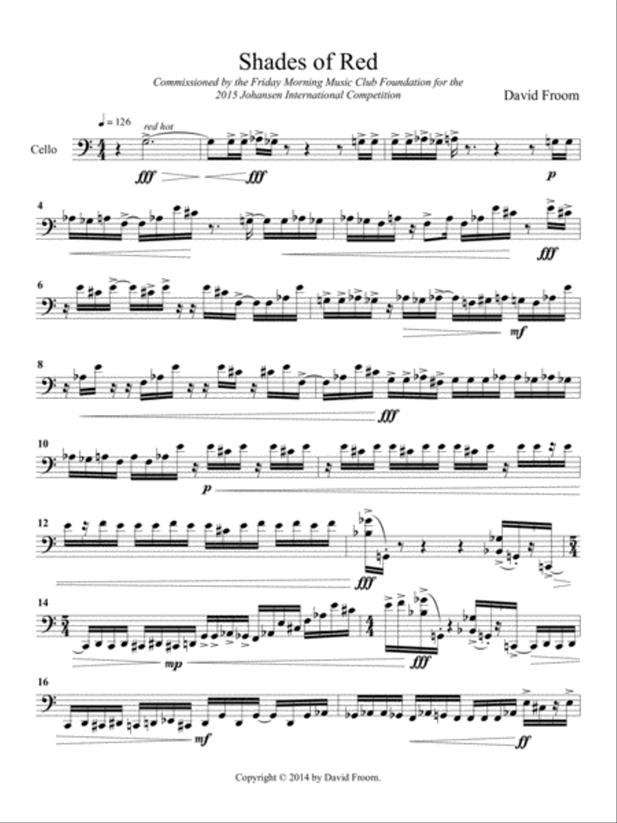 [Froom] Shades of Red (Solo Cello) Cello Solo scores gallery preview page 3