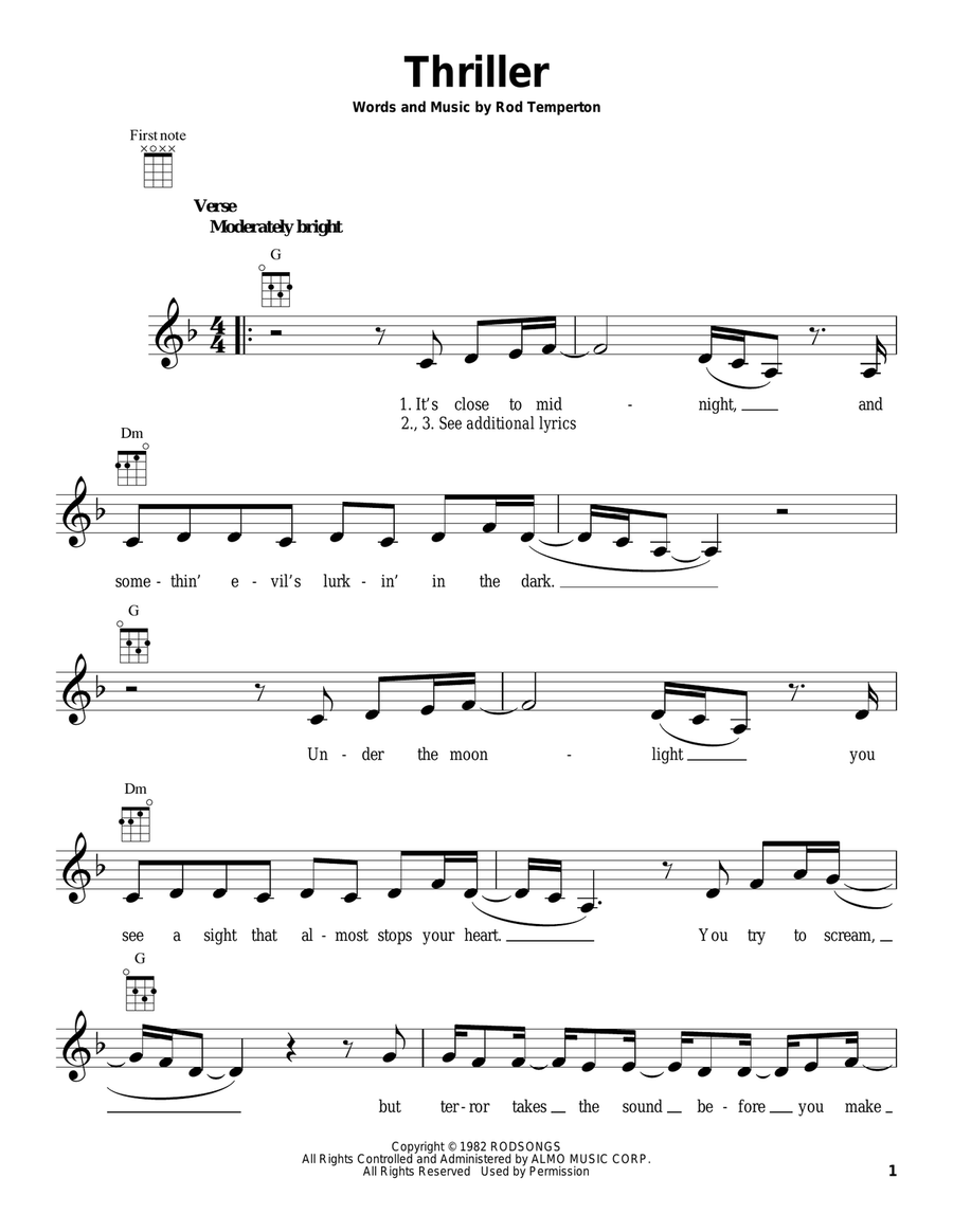 Thriller Ukulele scores gallery preview page 1