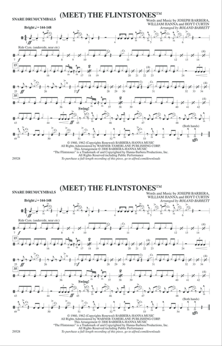(Meet) The Flintstones: Snare Drum Marching Band scores gallery preview page 1
