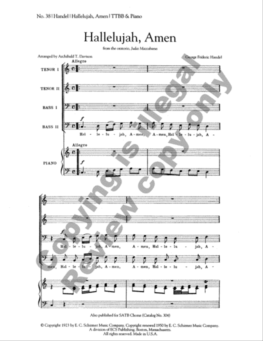 Judas Maccabaeus: Hallelujah, Amen TTBB scores gallery preview page 2