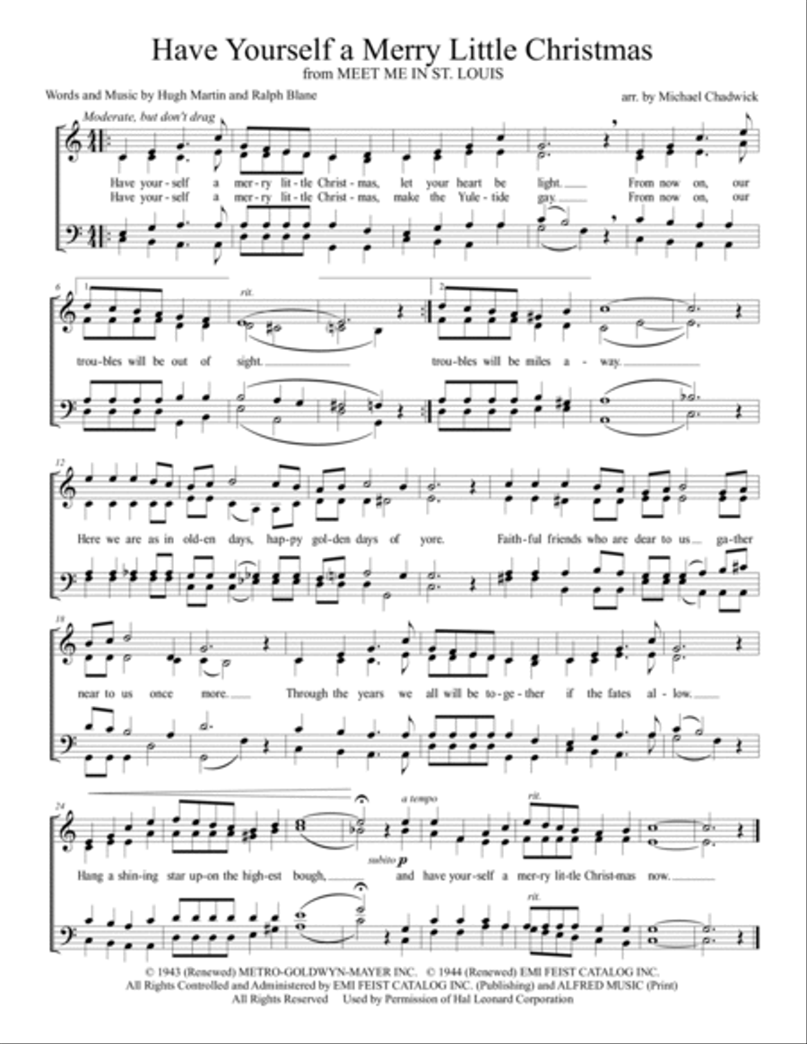 Have Yourself A Merry Little Christmas from MEET ME IN ST. LOUIS 4-Part scores gallery preview page 2