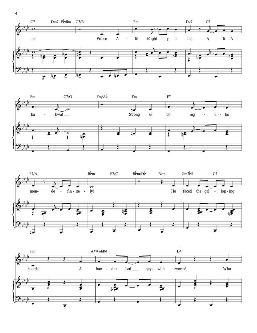 Prince Ali (from Aladdin) Piano, Vocal scores gallery preview page 4