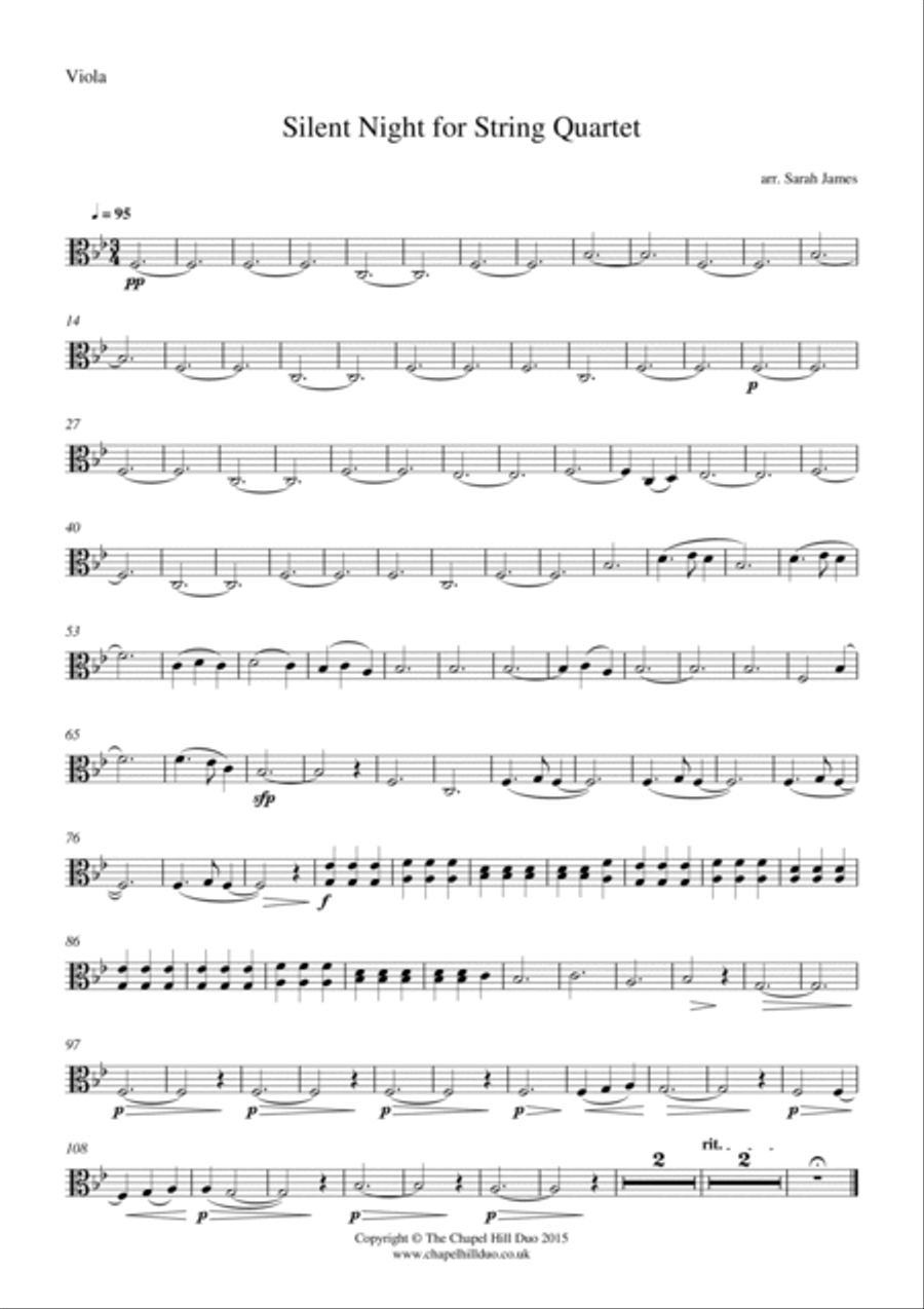 Silent Night for String Quartet - Full Length arrangement by the Chapel Hill Duo String Quartet scores gallery preview page 4