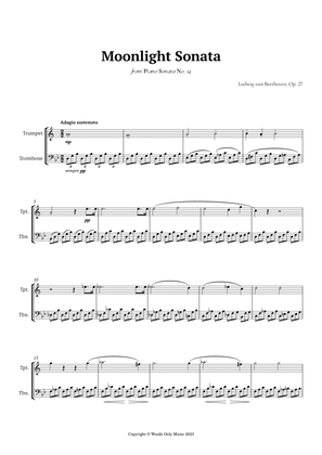 Book cover for Moonlight Sonata by Beethoven for Trumpet and Trombone Duet