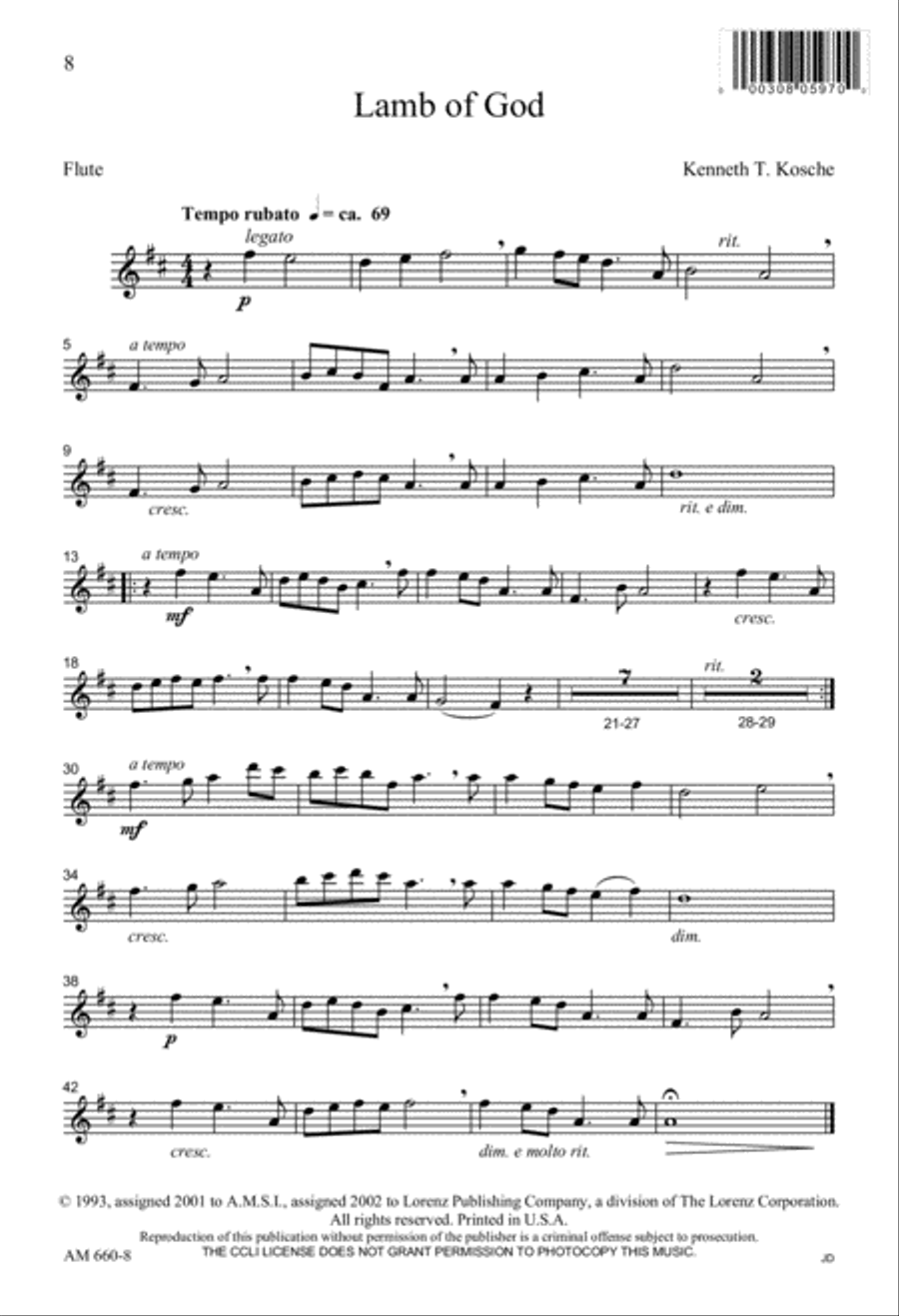Lamb of God Lamb of God 4-Part scores gallery preview page 9