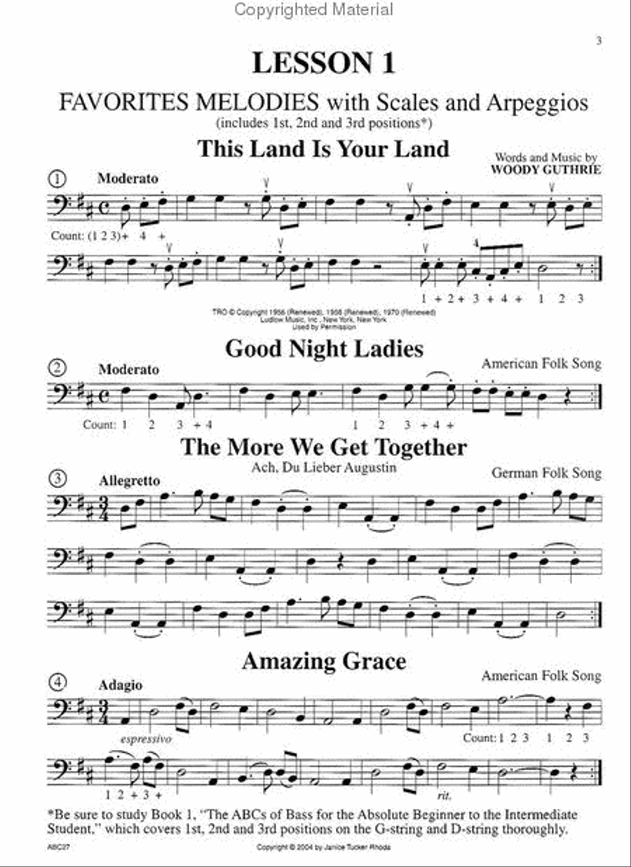 The ABC's of Bass, Book 2 - Developing Student Double Bass scores gallery preview page 2
