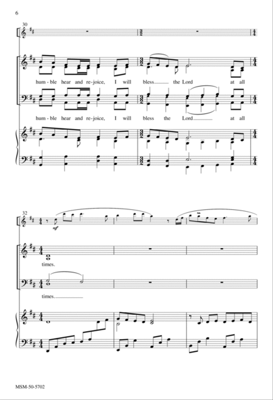 I Will Bless the Lord at All Times (Choral Score) image number null