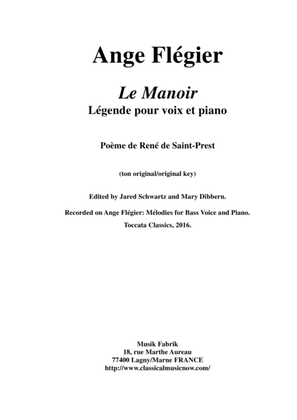 Book cover for Ange Flégier: Le Manoir for baritone voice and piano