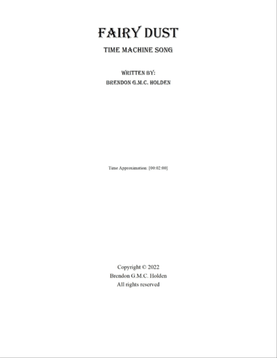 Fairy Dust: time machine song Piano scores gallery preview page 2