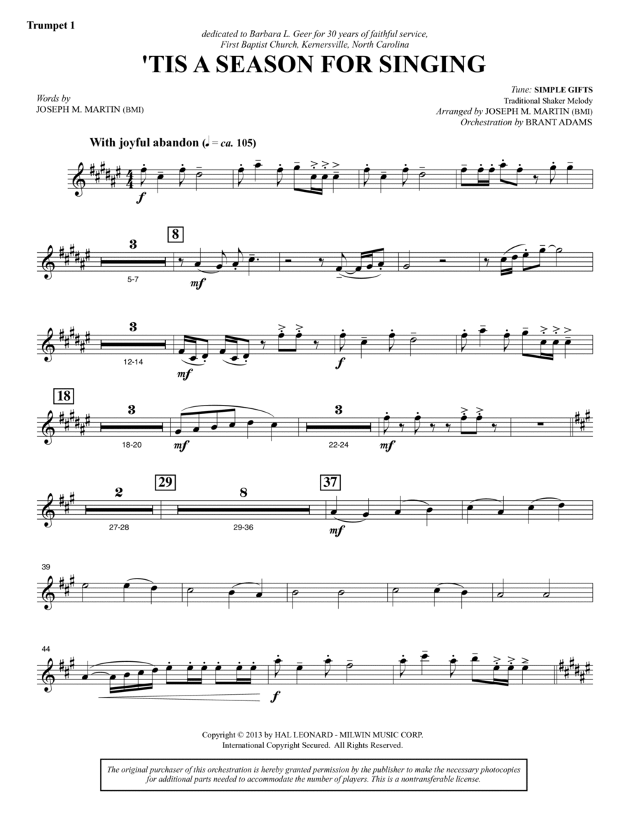 Appalachian Winter (A Cantata For Christmas) - Bb Trumpet 1