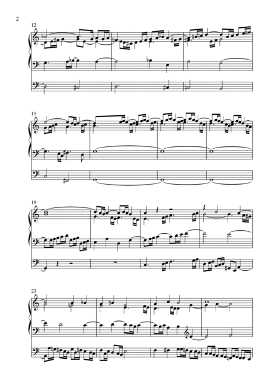 Fantasia in C Major, BWV 570 by Johann Sebastian Bach with Fugue in C Major by Vidas Pinkevicius Organ Solo scores gallery preview page 2