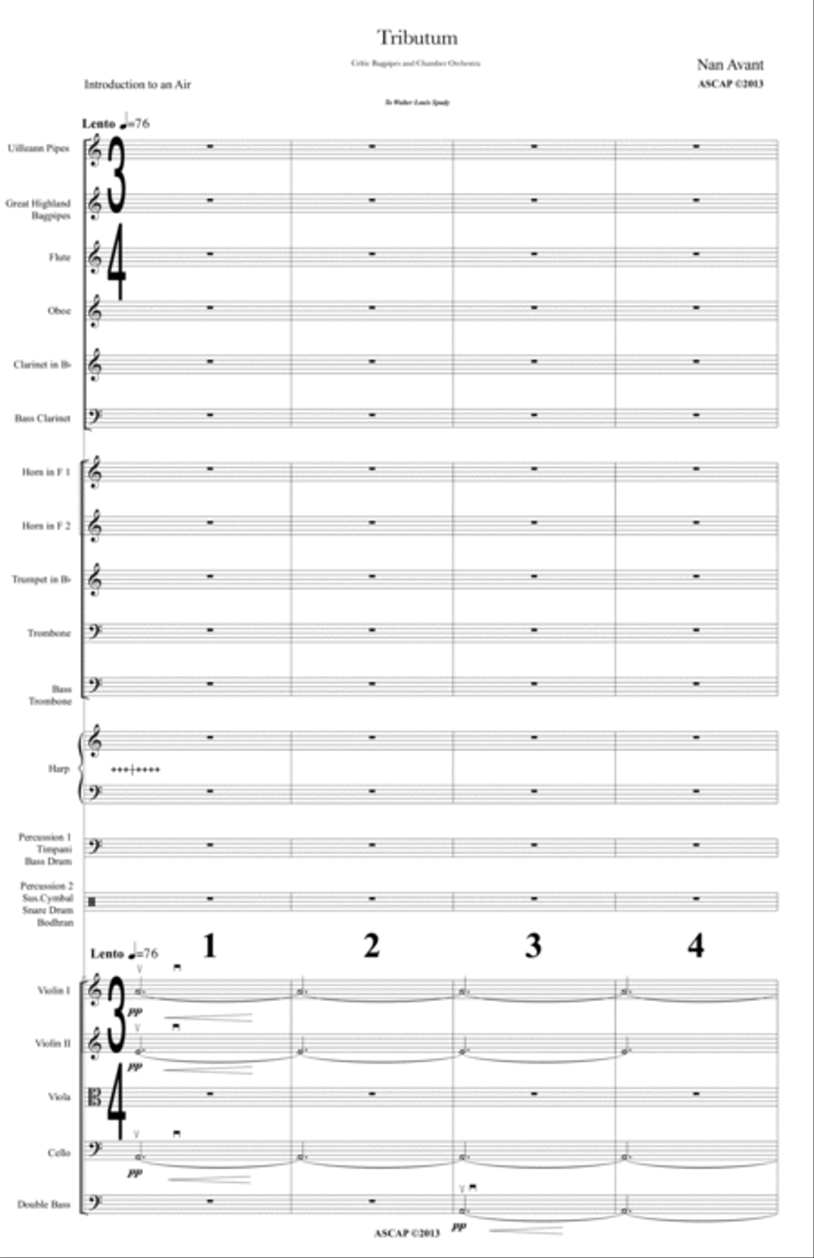 Tributum for Celtic Bagpipes and Chamber Orchestra by Nan Avant Chamber Orchestra scores gallery preview page 3