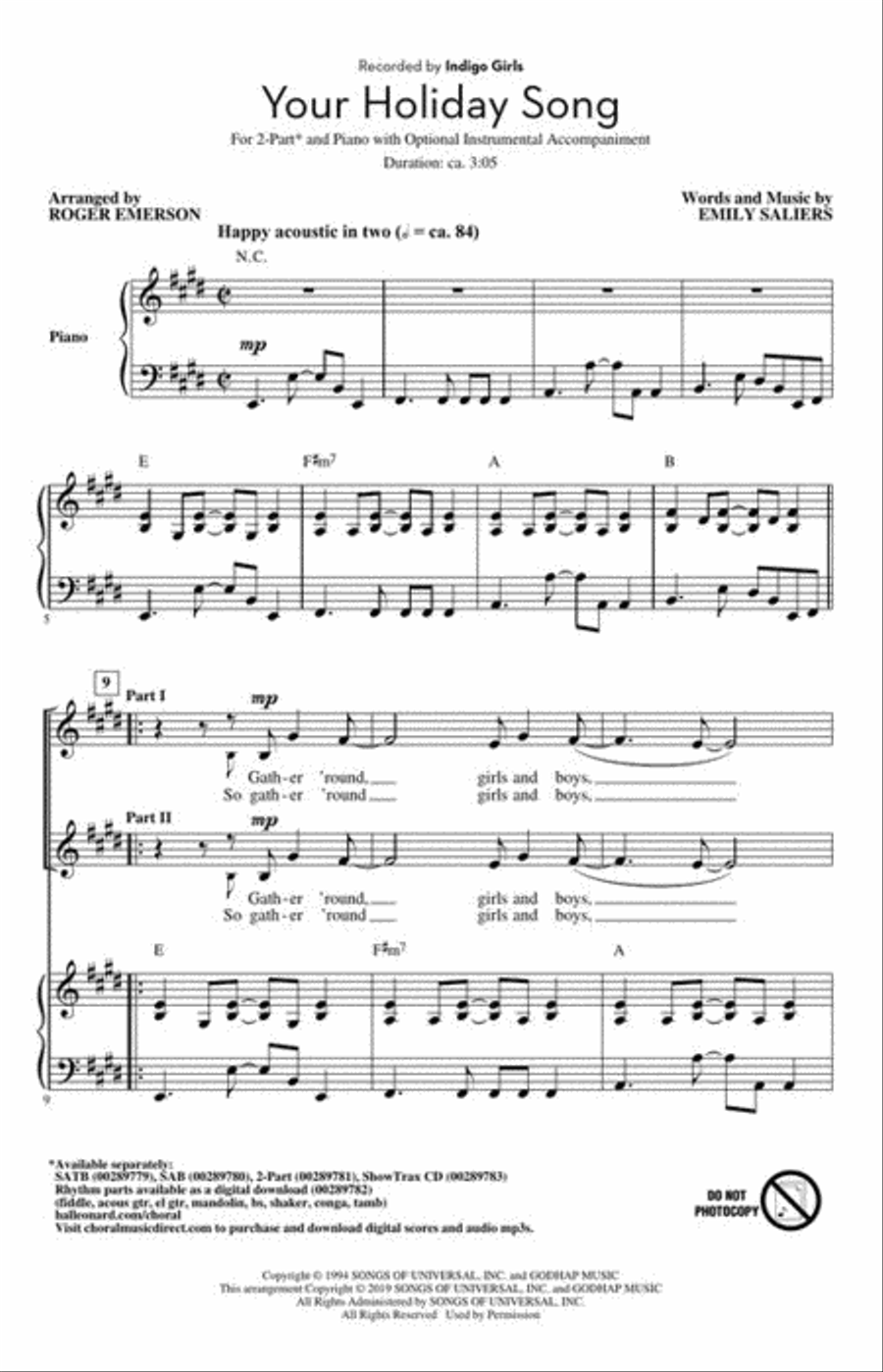 Your Holiday Song 2-Part scores gallery preview page 3