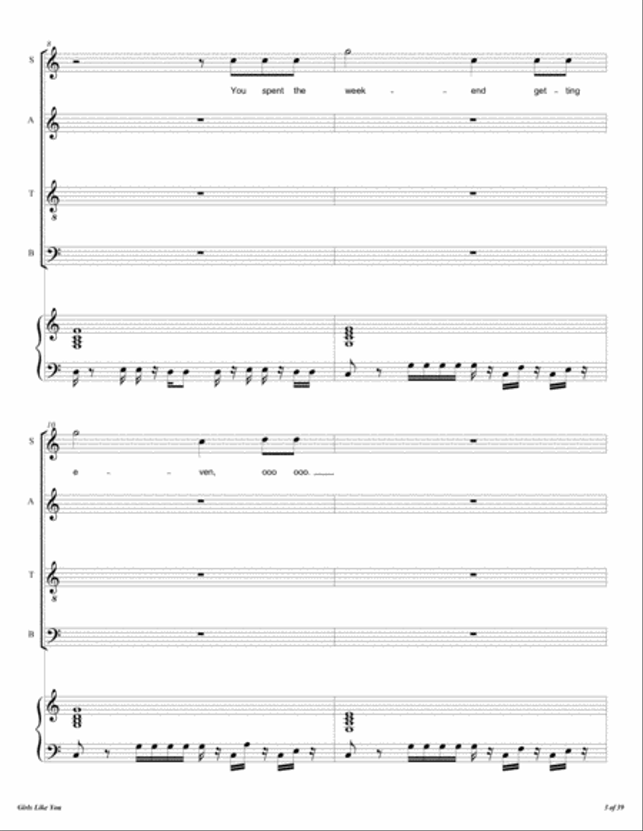 Girls Like You 4-Part scores gallery preview page 4