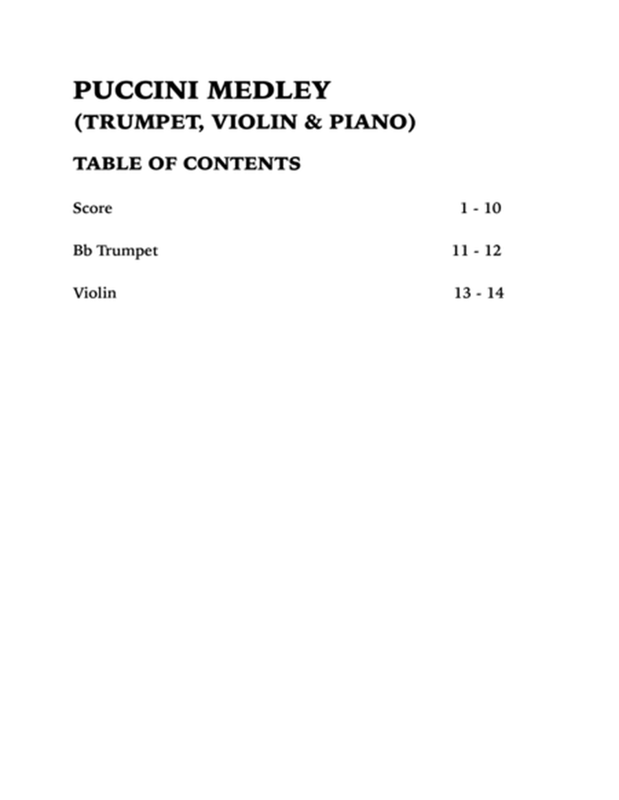 Puccini Medley: Un Bel Di (Madame Butterfly) / Musetta's Waltz (La Boheme): Trumpet, Violin & Piano image number null