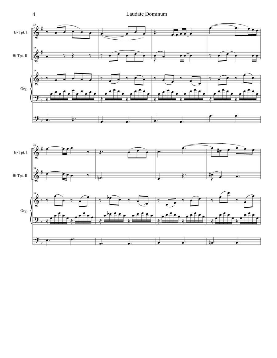 Laudate Dominum (Duet for Bb-Trumpet - Organ Accompaniment) Trumpet Duet scores gallery preview page 5