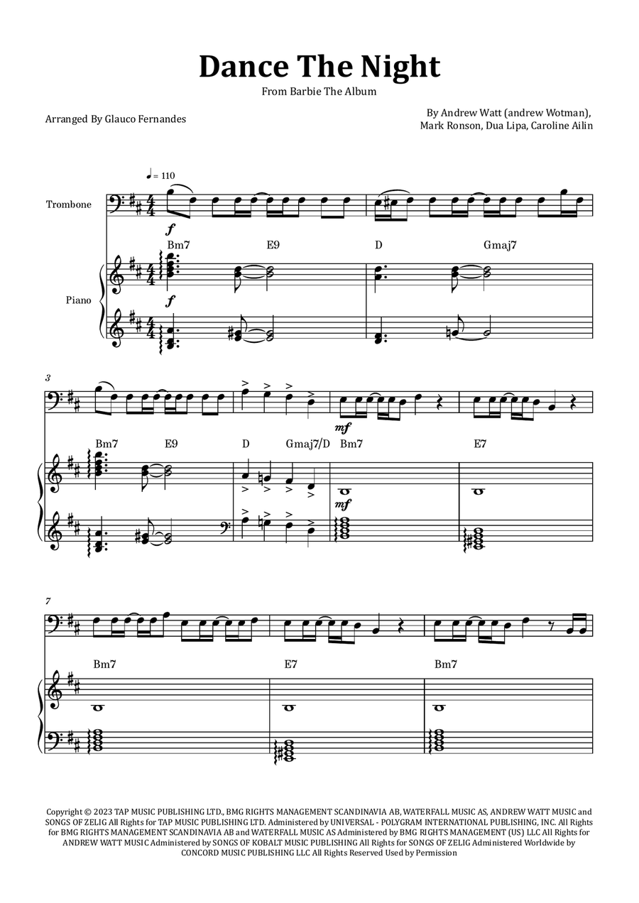Dance The Night Chamber Music scores gallery preview page 1