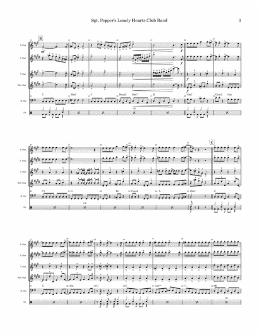 Sgt. Pepper's Lonely Hearts Club Band Saxophone Quartet scores gallery preview page 3
