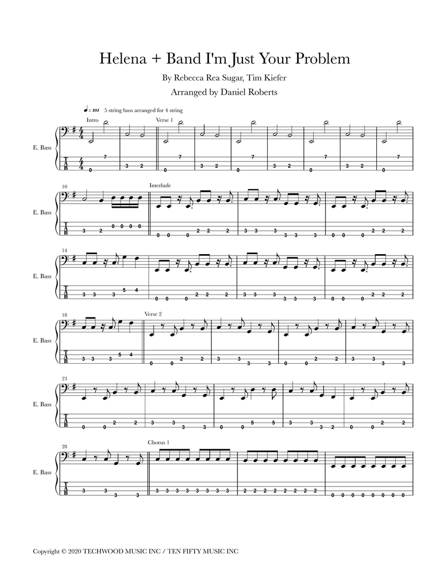 I'm Just Your Problem Bass Guitar Tablature scores gallery preview page 1