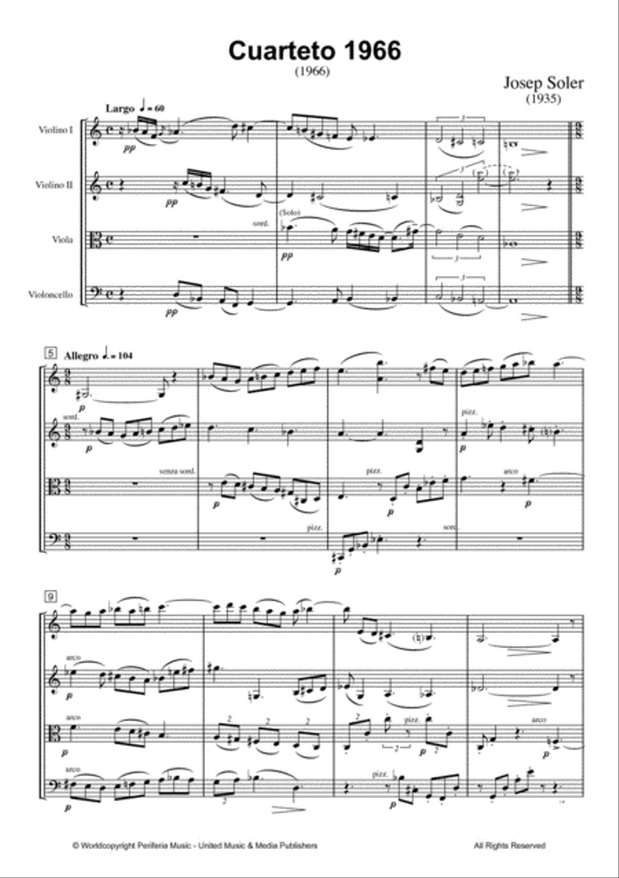Cuarteto for String Quartet (1966) String Quartet scores gallery preview page 2