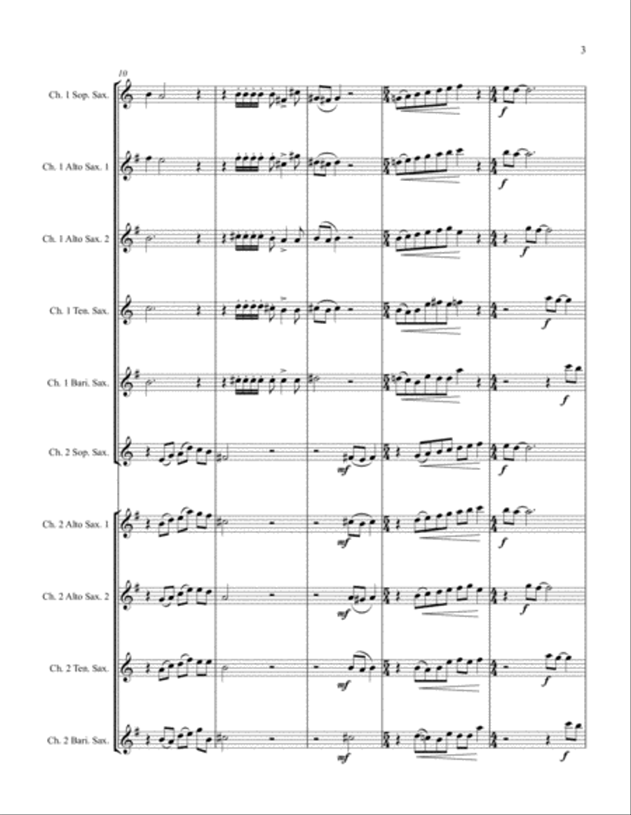Echoes for Double Saxophone Choir (SSAATTBB or AAAATTBB) SSAATTBB scores gallery preview page 3