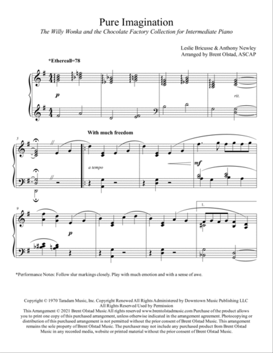 Pure Imagination Piano Solo scores gallery preview page 2