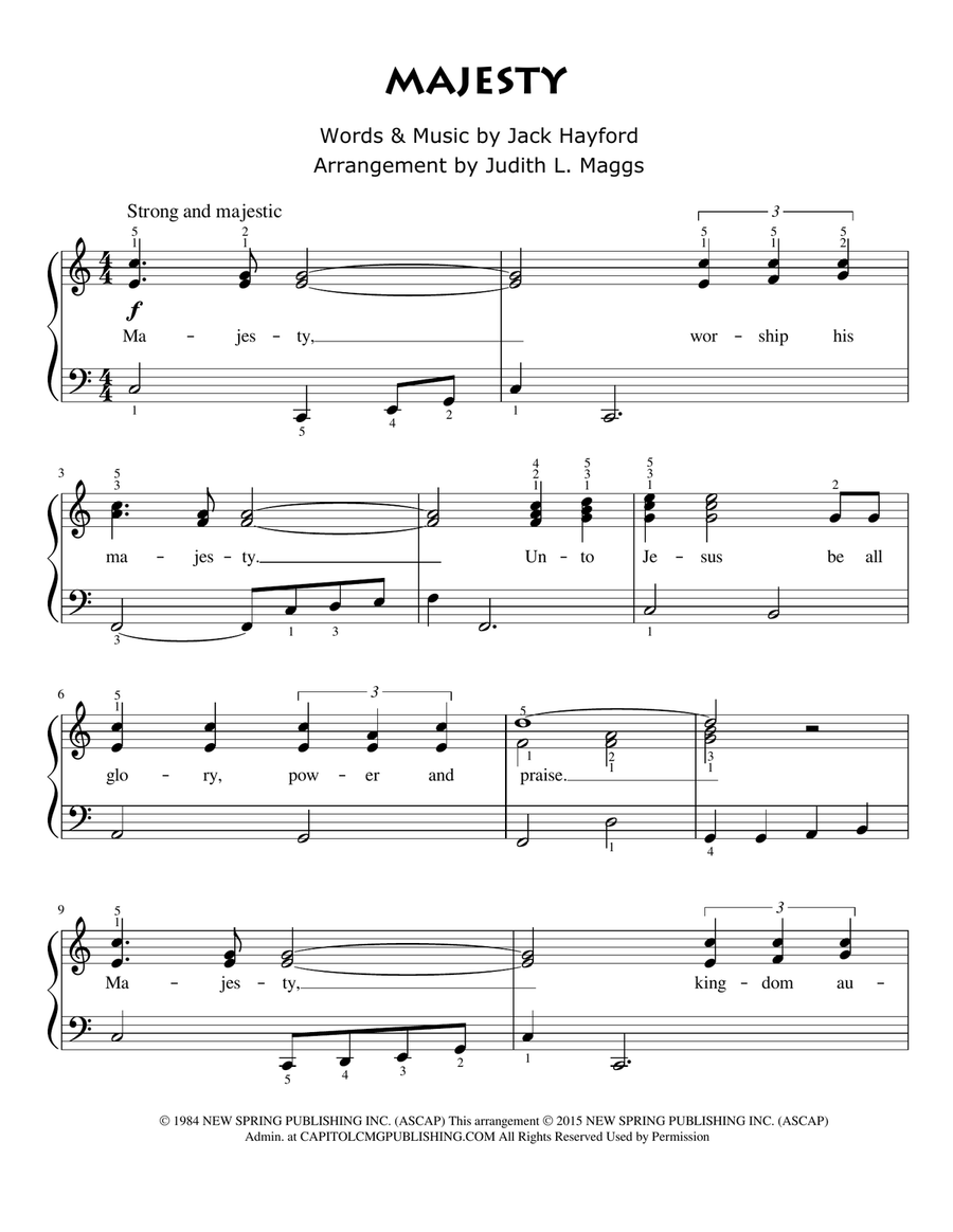 Majesty Easy Piano scores gallery preview page 1