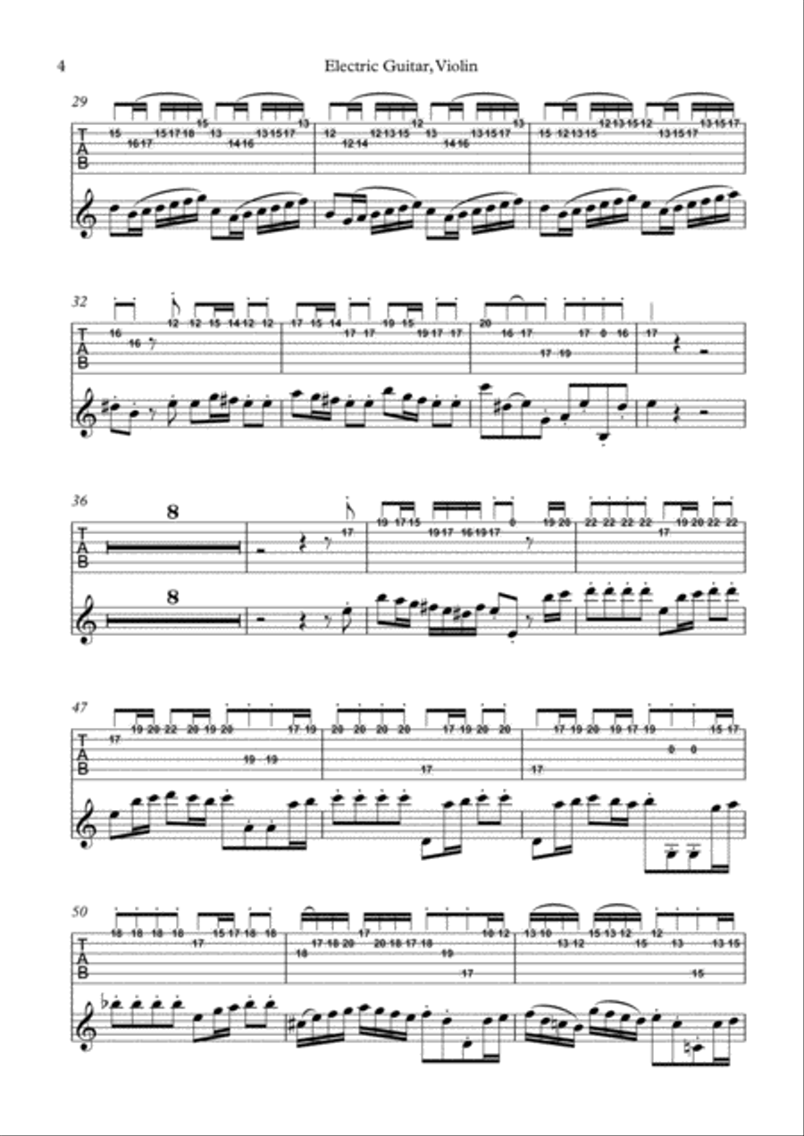 Vivaldi Concerto in A minor RV356 - Electric guitar solo part Electric Guitar scores gallery preview page 4